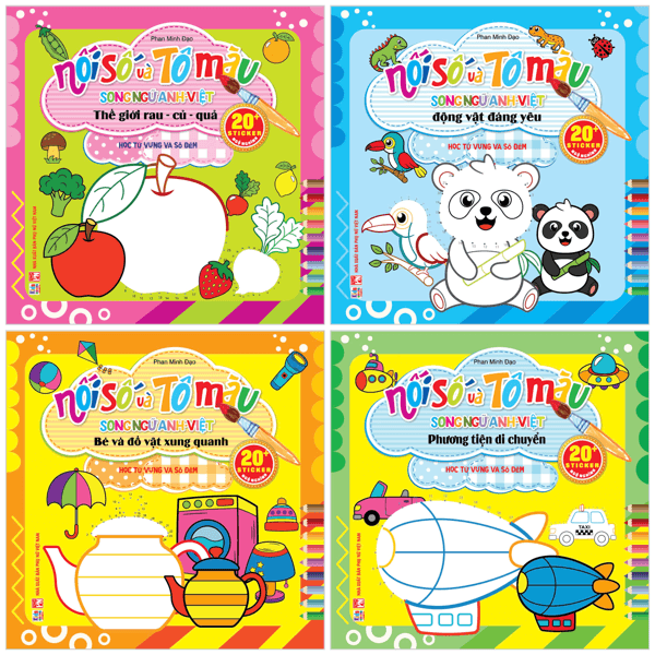 Sách Bộ Sách Nối Số Và Tô Màu - Học Từ Vựng Số Đếm (Bộ 4 Cuốn - Phan Minh Đạo