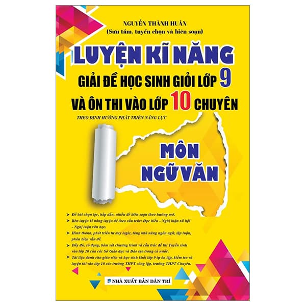 Sách Luyện Kĩ Năng Giải Đề Học Sinh Giỏi Lớp 9 Và Ôn Thi Vào Lớp 1 - Nguyễn Thành Huân