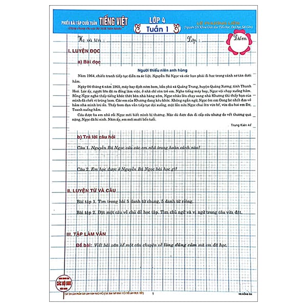 Sách Phiếu Bài Tập Cuối Tuần Tiếng Việt Lớp 4 - Lê Phương Liên