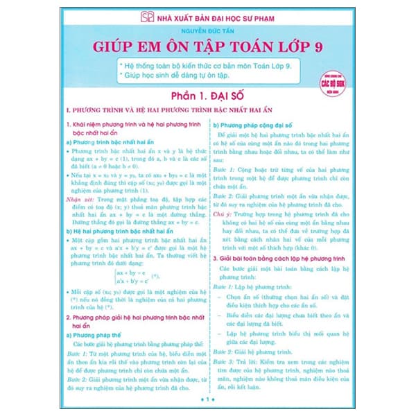 Sách Giúp Em Ôn Tập Toán Lớp 9 - Nguyễn Đức Tấn