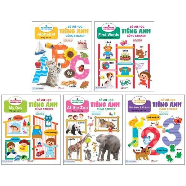 Sách Bộ Sách Bé Vui Học Tiếng Anh Cùng Sticker (Bộ 5 Cuốn) (Tái Bản 20 - Hyeonju Park