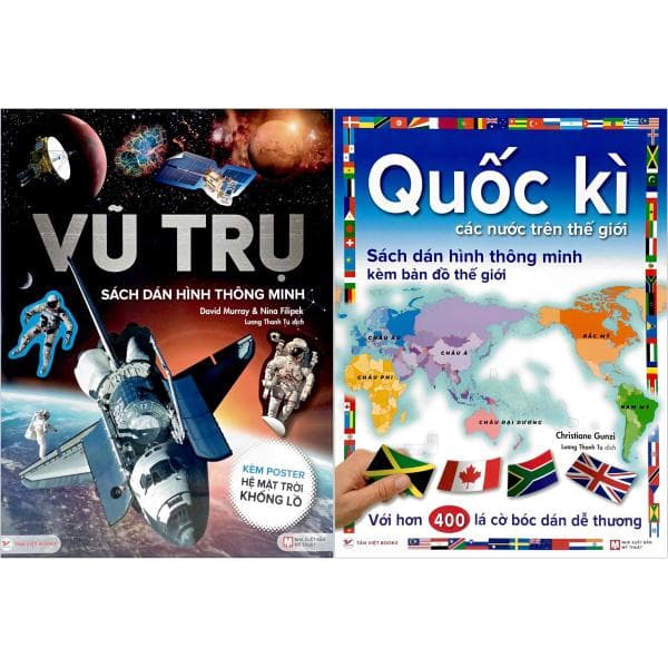 Sách Combo Bộ Sách Dán Hình Thông Minh: Vũ Trụ + Quốc Kì (Bộ 2 Cuốn) - Minh Vũ