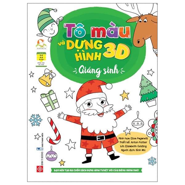 Sách Tô Màu Và Dựng Hình 3D - Giáng Sinh - Elisa Paganelli