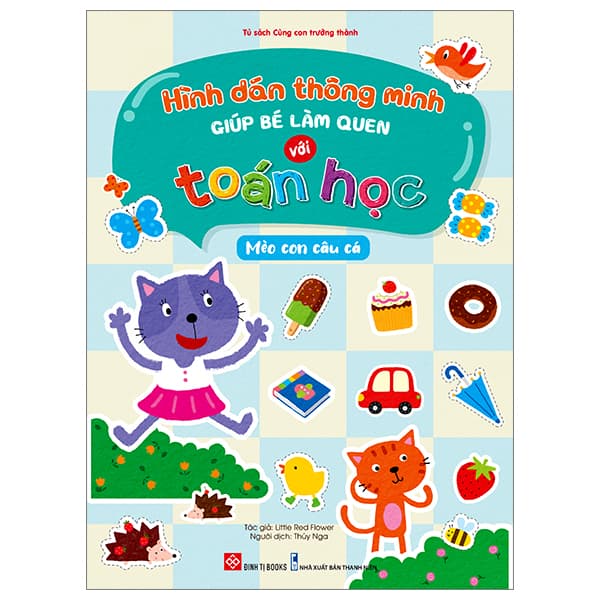 Sách Hình Dán Thông Minh Giúp Bé Làm Quen Với Toán Học - Mèo Con Câu Cá - Little Red Flower