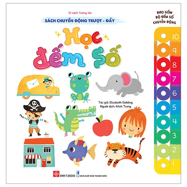 Sách Sách Chuyển Động Trượt-Đẩy - Học Đếm Số - Bìa Cứng - Elizabeth Golding