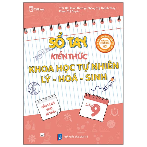 Sách Sổ Tay Kiến Thức Khoa Học Tự Nhiên Lý-Hóa-Sinh Lớp 9 - Thúy Thúy