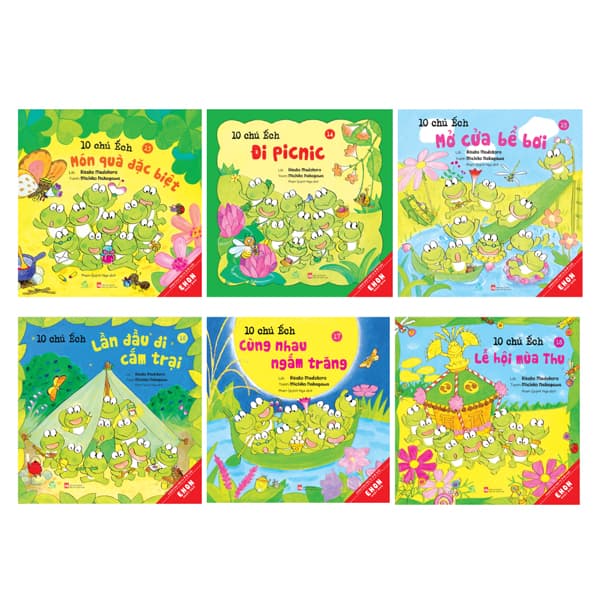 Sách Bộ Sách Ehon Nhật Bản - 10 Chú Ếch - Phần 3 - Tập 13-18 (Bộ 6 Cu - Hisako Madokoro
