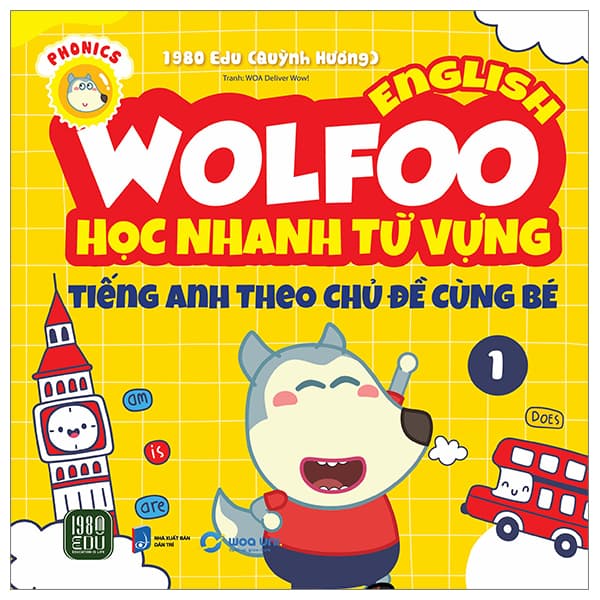 Sách Wolfoo English - Học Nhanh Từ Vựng Tiếng Anh Theo Chủ Đề Cùng Bé 1 - 1980Edu (Quỳnh Hương)