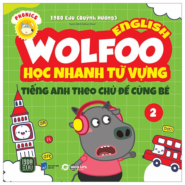 Sách Wolfoo English - Học Nhanh Từ Vựng Tiếng Anh Theo Chủ Đề Cùng Bé 2 - 1980Edu (Quỳnh Hương)