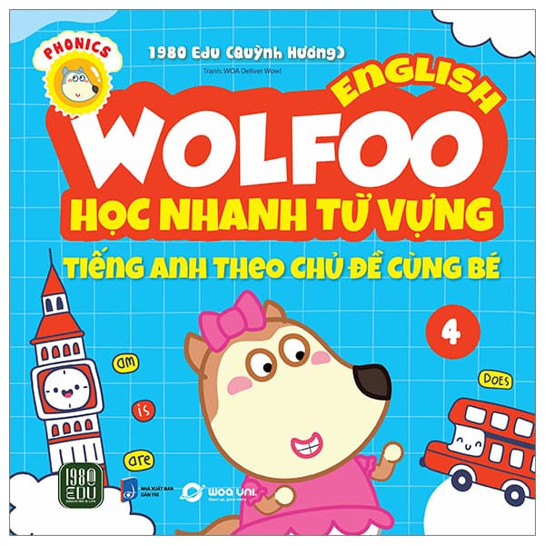 Sách Wolfoo English - Học Nhanh Từ Vựng Tiếng Anh Theo Chủ Đề Cùng Bé 4 - 1980Edu (Quỳnh Hương)
