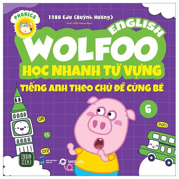 Sách Wolfoo English - Học Nhanh Từ Vựng Tiếng Anh Theo Chủ Đề Cùng Bé 6 - 1980Edu (Quỳnh Hương)