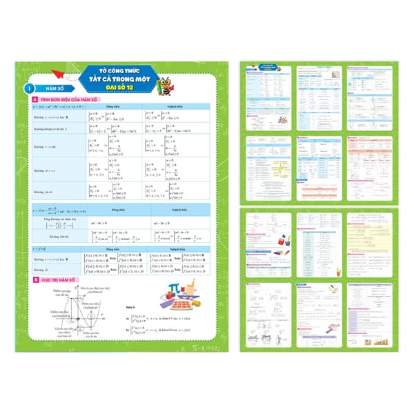 Sách Tờ Công Thức Toán 12 - Tất Cả Trong Một: Đại Số + Hình Học