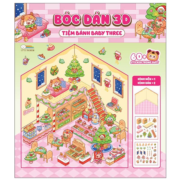 Sách Bóc Dán 3D - Tiệm Bánh Baby Three (Tái Bản 2025) - Little Rainbow