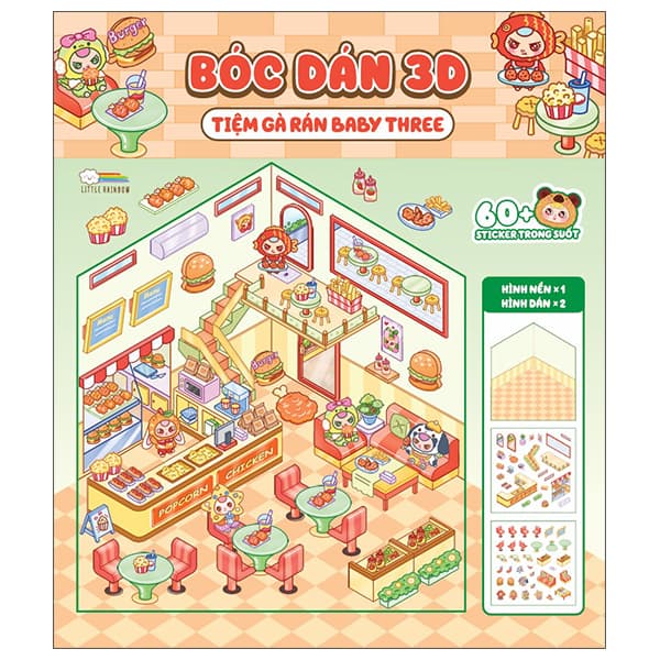 Sách Bóc Dán 3D - Tiệm Gà Rán Baby Three (Tái Bản 2025) - Gã