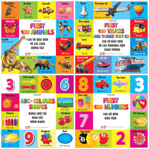 Sách Bộ Sách 100 Từ Đầu Tiên Cho Bé (Bộ 4 Cuốn) - Ben Renshaw
