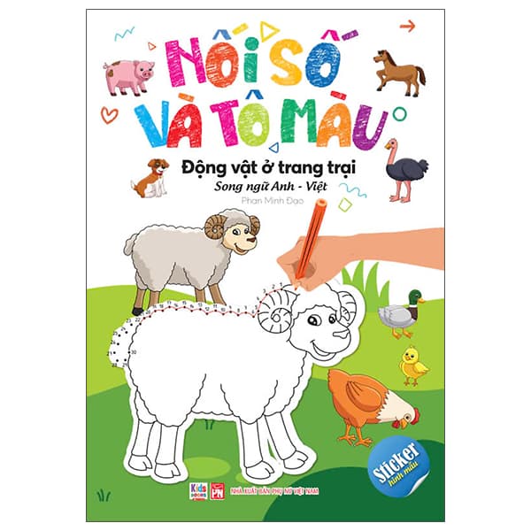 Sách Nối Số Và Tô Màu - Động Vật Ở Trang Trại - Song Ngữ Anh- - Phan Minh Đạo