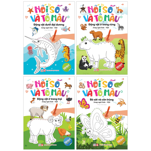 Sách Bộ Sách Nối Số Và Tô Màu - Song Ngữ Anh-Việt (Bộ 4 Cuốn) - Phan Minh Đạo