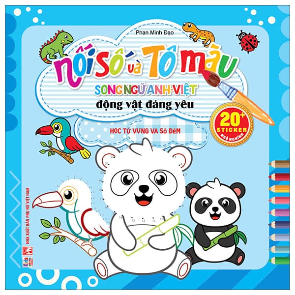 Sách Nối Số Và Tô Màu - Động Vật Đáng Yêu - Học Từ Vựng Số Đ� - Minh