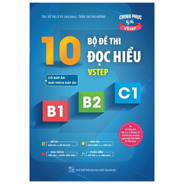 Sách 10 Bộ Đề Thi Đọc Hiểu VSTEP B1, B2, C1 (Có Đáp Án) - Thu Hà