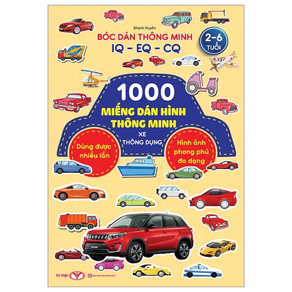 Sách Bóc Dán Thông Minh IQ-EQ-CQ - 1000 Miếng Dán Hình Thông Minh - Xe Thông - Minh Minh