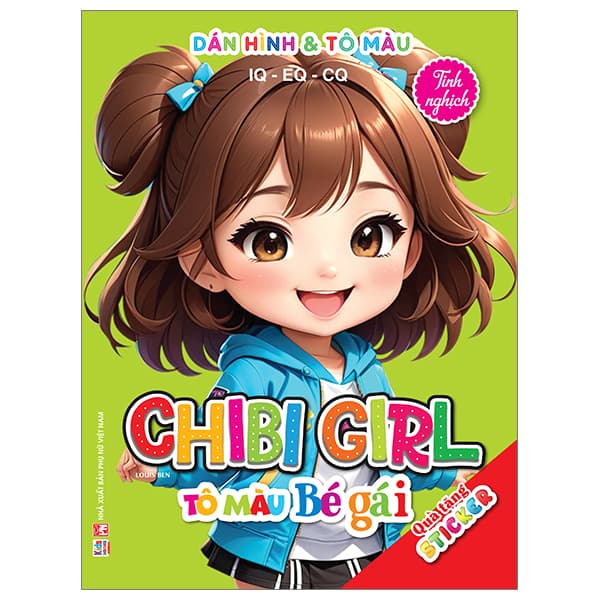 Sách Dán Hình Và Tô Màu IQ-EQ-CQ - Chibi Girl - Tô Màu Bé Gái - Tinh Nghịch - Ben Renshaw
