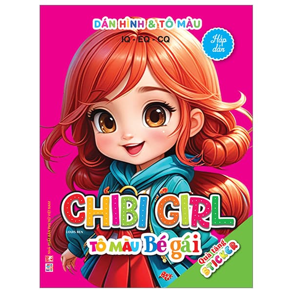 Sách Dán Hình Và Tô Màu IQ-EQ-CQ - Chibi Girl - Tô Màu Bé Gái - Hấp Dẫn - Ben Renshaw