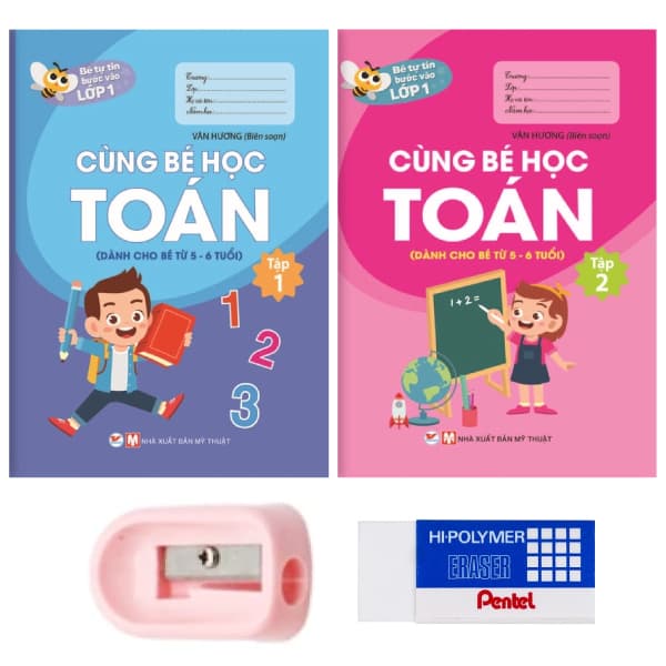 Sách Combo Bộ 02 Quyển Bé Tự Tin Vào Lớp 1 - Bé Học Toán (Kèm Bộ Dụ - Vân Hương