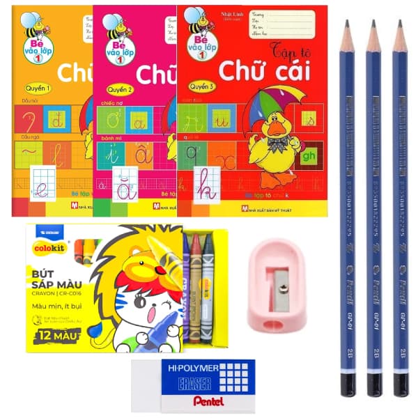 Sách Combo Bộ 03 Quyển Bé Tập Tô Chữ Cái  (Kèm Bộ Dụng Cụ Học Sinh - Nhật Linh