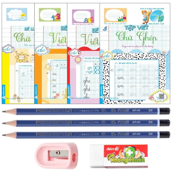 Sách Combo Bộ 04 Quyển Bé Vào Lớp 1 - Luyện Chữ Cái 5-6T (kèm Bộ Dụn - Chính An & Nhóm GV ĐHSP