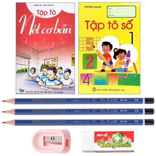 Sách Combo Bộ 02 Quyển Tập Tô Cơ Bản (Kèm Bộ Dụng Cụ Học Sinh) - Thiện Lộc