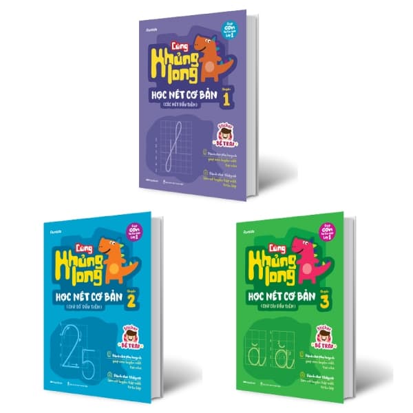 Sách Combo Cùng Khủng Long Học Nét Cơ Bản - Bé Trai: Quyển 1 + 2 + 3 (Bộ - Runkids