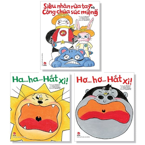 Sách Bộ Sách Tranh Truyện Ehon Nhật Bản - Hắt Xì + Siêu Nhân Rửa Tay V - Hiroyuki Aihara