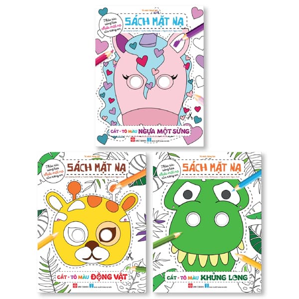 Sách Bộ Sách Mặt Nạ - Cắt + Tô Màu - Động Vật + Ngựa Một Sừng + - Emma Smith