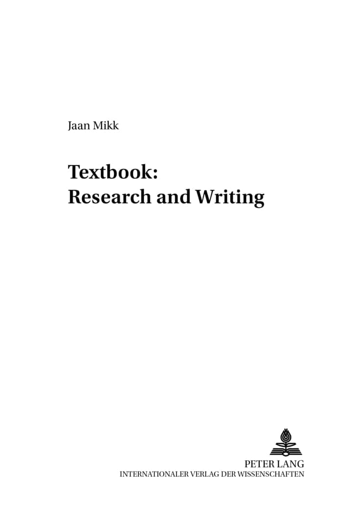 Textbook: Research and Writing (Baltische Studien zur Erziehungs- und Sozialwissenschaft) - Peter Lang GmbH, Internationaler Verlag der Wissenschaften