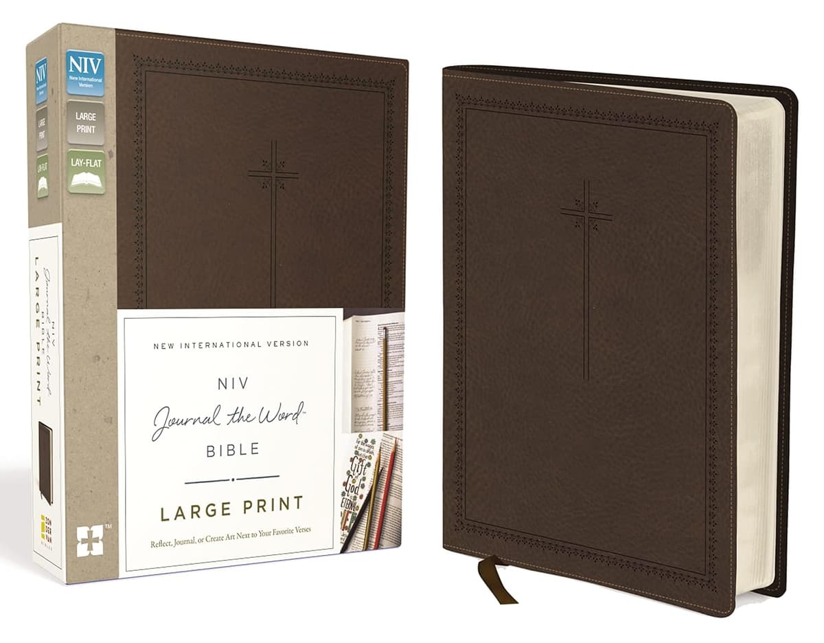 NIV, Journal the Word Bible, Large Print, Leathersoft, Brown: Reflect, Journal, or Create Art Next to Your Favorite Verses