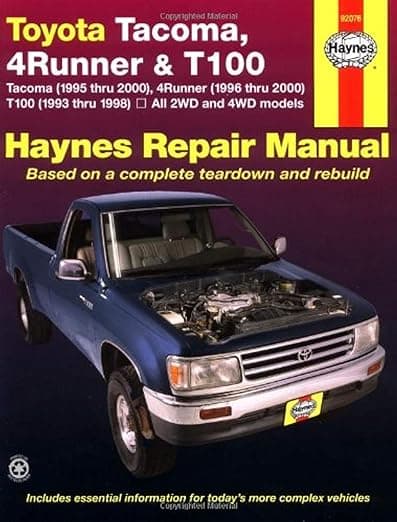Toyota Tacoma, 4 Runner & T100 Automotive Repair Manual. Models covered: 2WD and 4WD Toyota Tacoma (1995 thru 2000), 4 Runner (1996 thru 2000) and T100 (1993 thru 1998) - John Haynes