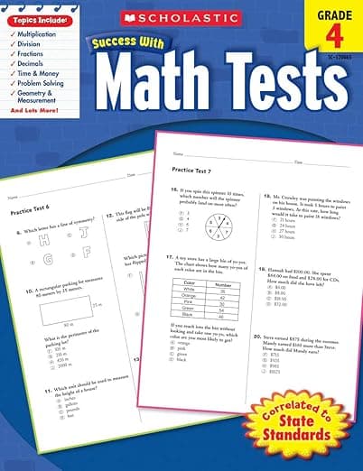 Scholastic Success With Math Tests: Grade 4 Workbook - Scholastic Teaching Resources