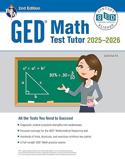 GED Math Test Tutor, For the 2025-2026 GED Test: Certified GED Aligned Prep (GED® Test Preparation) - Research & Education Association