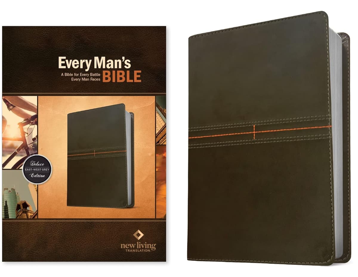 Every Man's Bible NLT (LeatherLike, East–West Grey) - Tyndale House Publishers