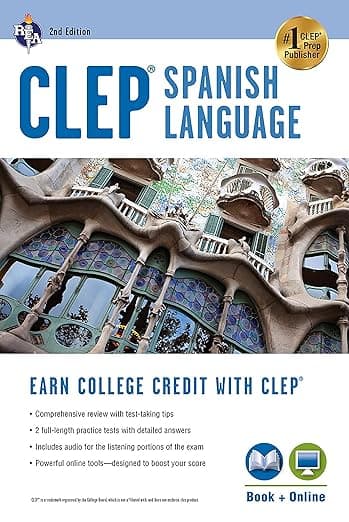 CLEP® Spanish Language: Levels 1 and 2 (Book + Online) (CLEP Test Preparation) (English and Spanish Edition) - Research & Education Association