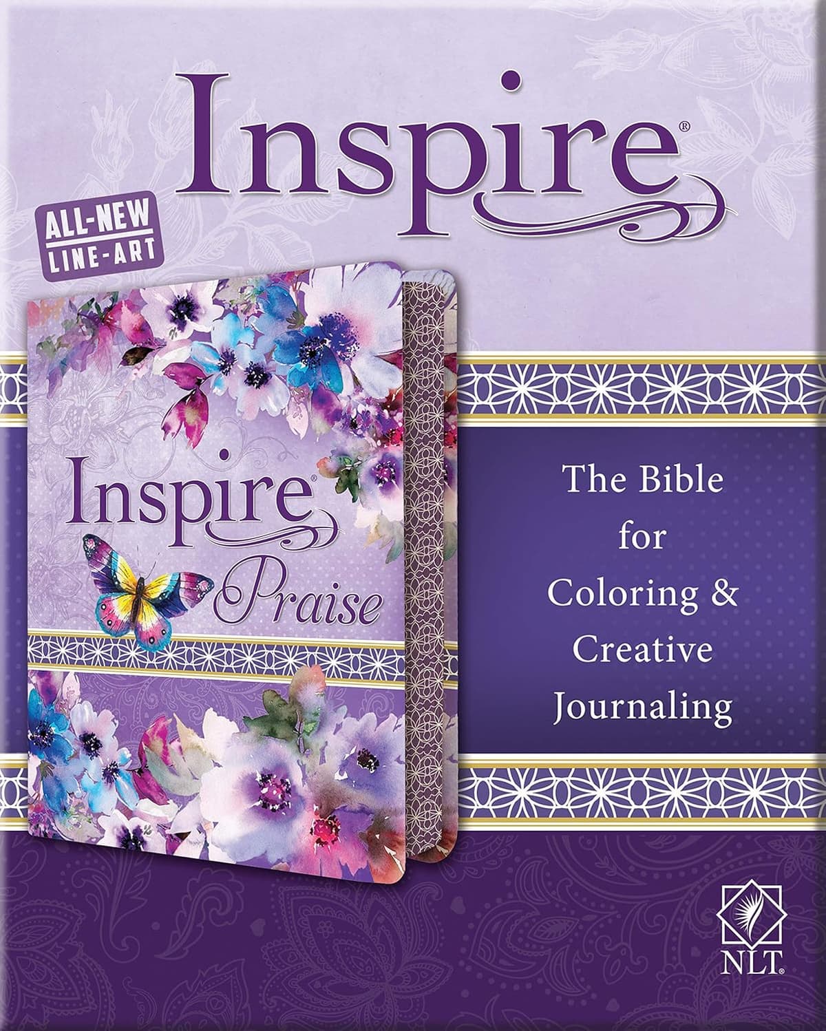 Tyndale NLT Inspire PRAISE Bible (LeatherLike, Purple Garden): Coloring Bible–Over 500 Illustrations to Color and Creative Journaling Bible Space, Religious Gifts That Inspire Connection with God - New Living Translation