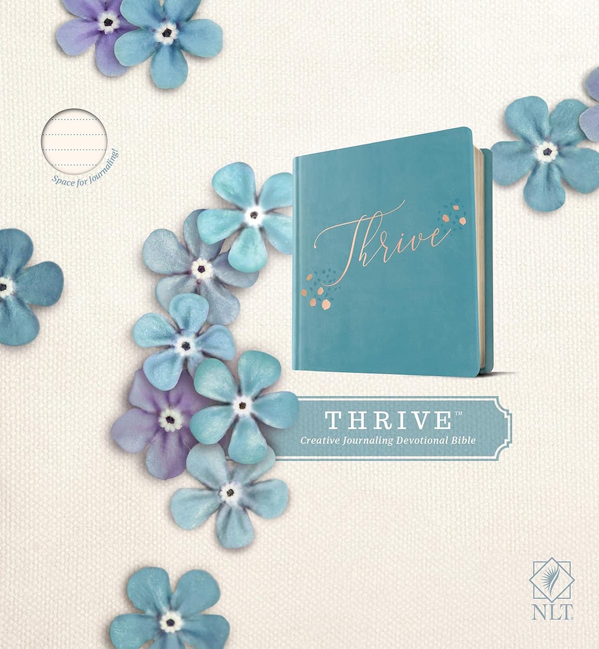 NLT THRIVE Creative Journaling Devotional Bible (Hardcover LeatherLike, Teal Blue with Rose Gold)