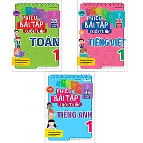 Combo Phiếu Bài Tập Cuối Tuần Toán, Tiếng Việt, Tiếng Anh Lớp 1 - Việt An