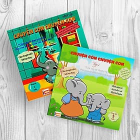 Sách rèn luyện kỹ năng cho bé từ 0-8 tuổi - Combo 2 cuốn truyện tranh Chuyện Cỏn Chuyện Con Tập 1+2 (Voi Con Tinh Nghịch + Voi Con Hiếu Động ) - Việt An