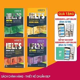 Combo Bộ Sách Luyện Thi Ielts Học Thuật - Bí Kíp Tự Học Ielts 8.0 ( Academic Ielts Mike ) tặng kèm bookmark - Thu