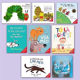 Sách Combo Ehon song ngữ Chú cừu xanh lá+Chú sâu háu ăn+Ai cũng nhìn thấy chú mèo+Chuyến đi dạo của cô gà mái+Mẹ(8 cuốn) - Di Di