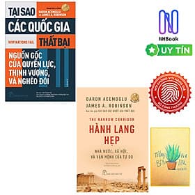 Combo 2 cuốn sách phân tích kinh tế hay năm 2025 của tác giả Daron Acemoglu, James A. Robinson : Tại Sao Các Quốc Gia Thất Bại và Hành Lang Hẹp ( Tặng kèm sổ tay xương rồng ) - A Nam