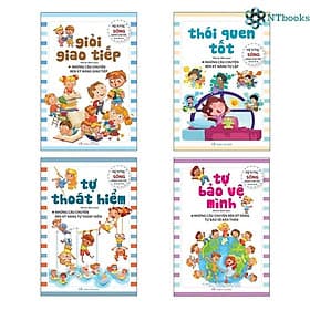Sách - Bộ sách 4 Cuốn Kỹ Năng Sống Dành Cho Trẻ: Thói Quen Tốt, Tự Bảo Vệ Mình, Giỏi Giao Tiếp, Tự Thoát Hiểm