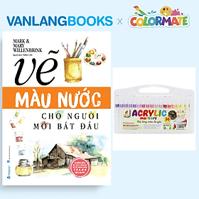 Sách Vẽ Màu Nước Cho Người Mới Bắt Đầu + Hộp 36 Bút Lông Màu Acrylic Marker - Vanlangbooks x Colormate