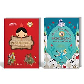 Combo 2 cuốn sách Thiếu nhi Kinh điển Song Ngữ Việt Anh ( Pinocchio - Alice ở xứ sở diệu kỳ ) Kèm file nghe + Note từ mới - Song Giang